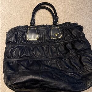 Prada Black Gathered Leather Handbag